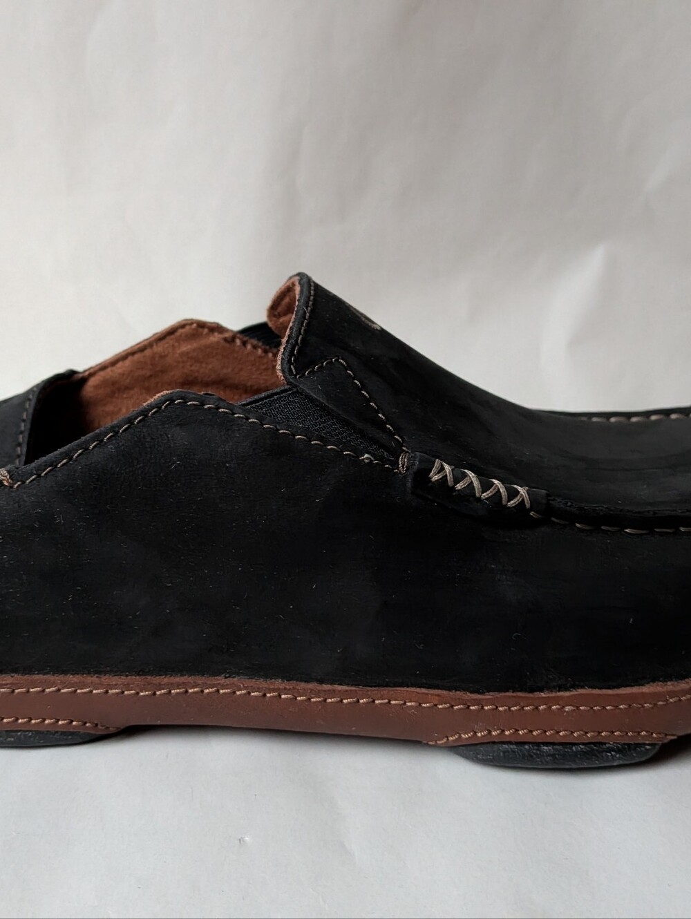 Olukai Moloa Men's Slip On Leather Casual Shoes Black/Toffee Size 11.5 - Picture 10 of 10